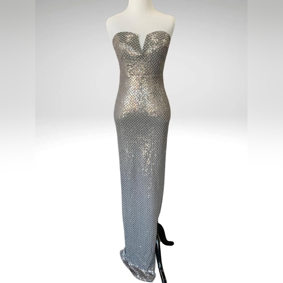 Windsor Strapless Mesh Sequin Dress - Picture 2 of 10